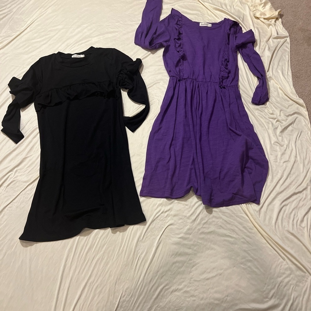 BesserBay Girls Ruffle Trim Long Sleeve Dresses โ Bundle of 2 โ Size 140 (NWOT) - Picture 4 of 4